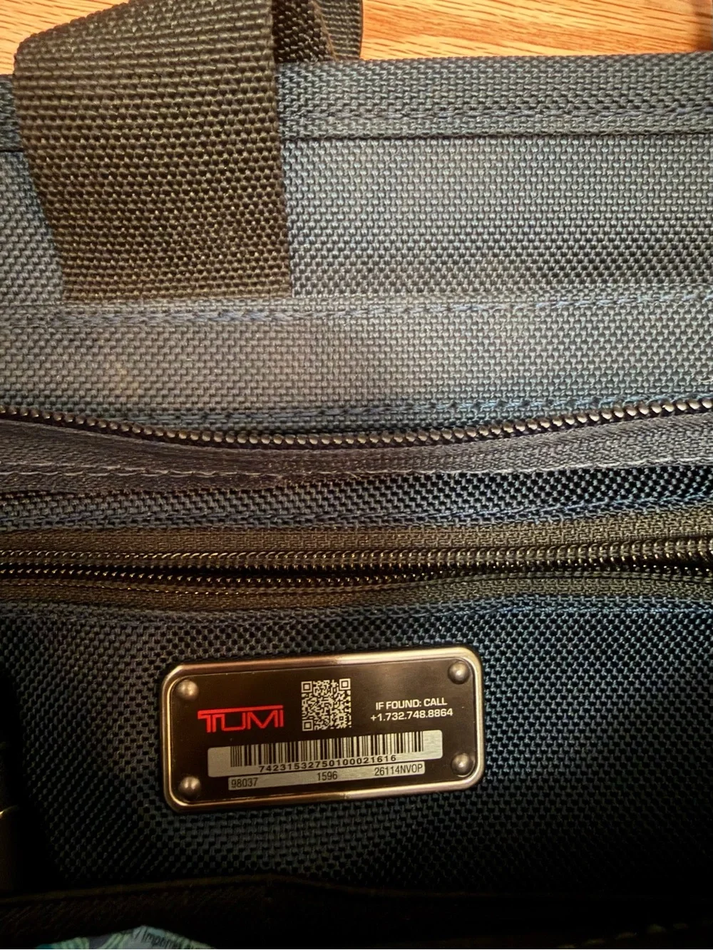 Tumi Navy Blue Laptop Briefcase with Black Trim